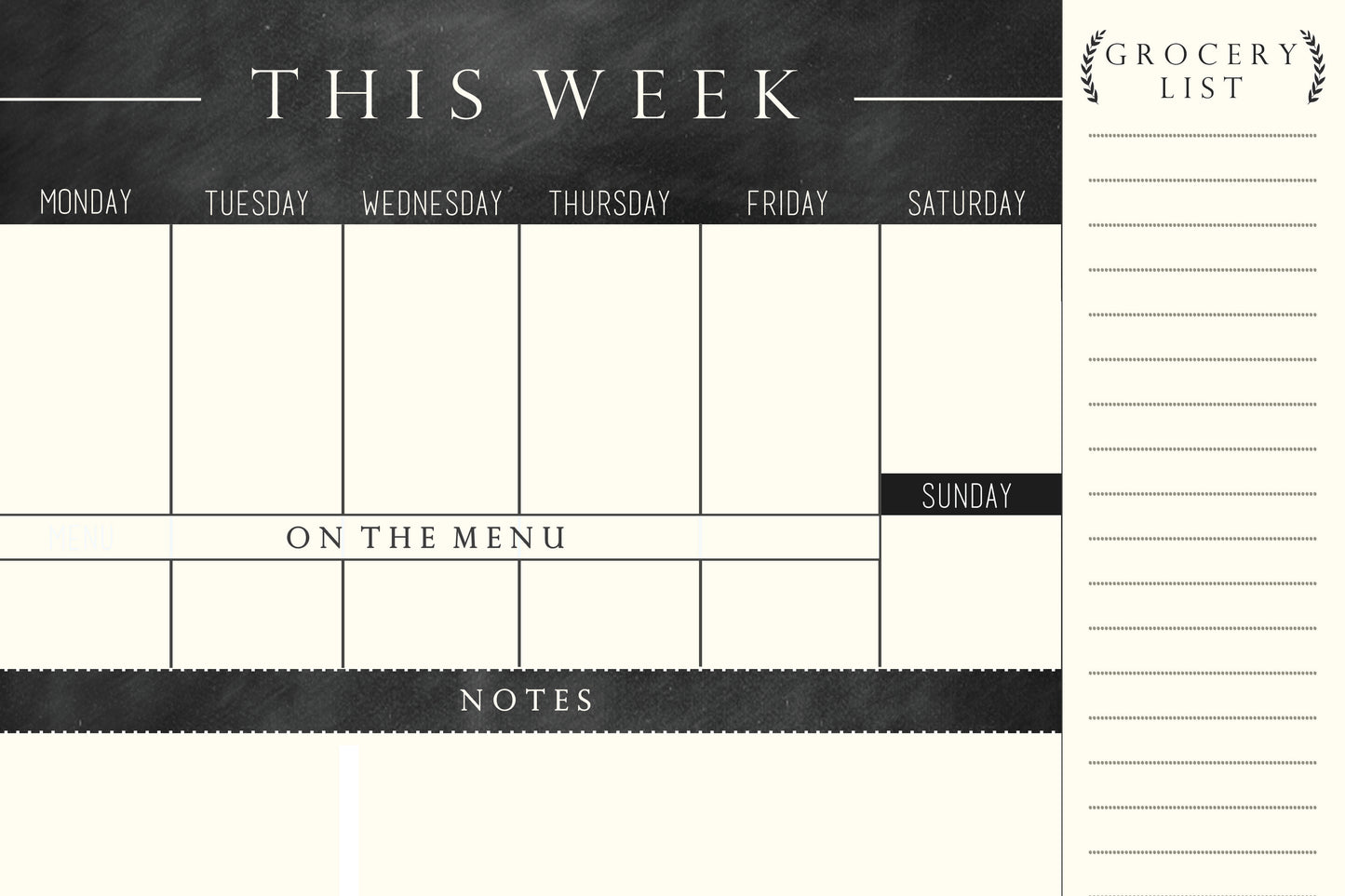 Weekly Agenda Planner, Grocery List, To-Do List