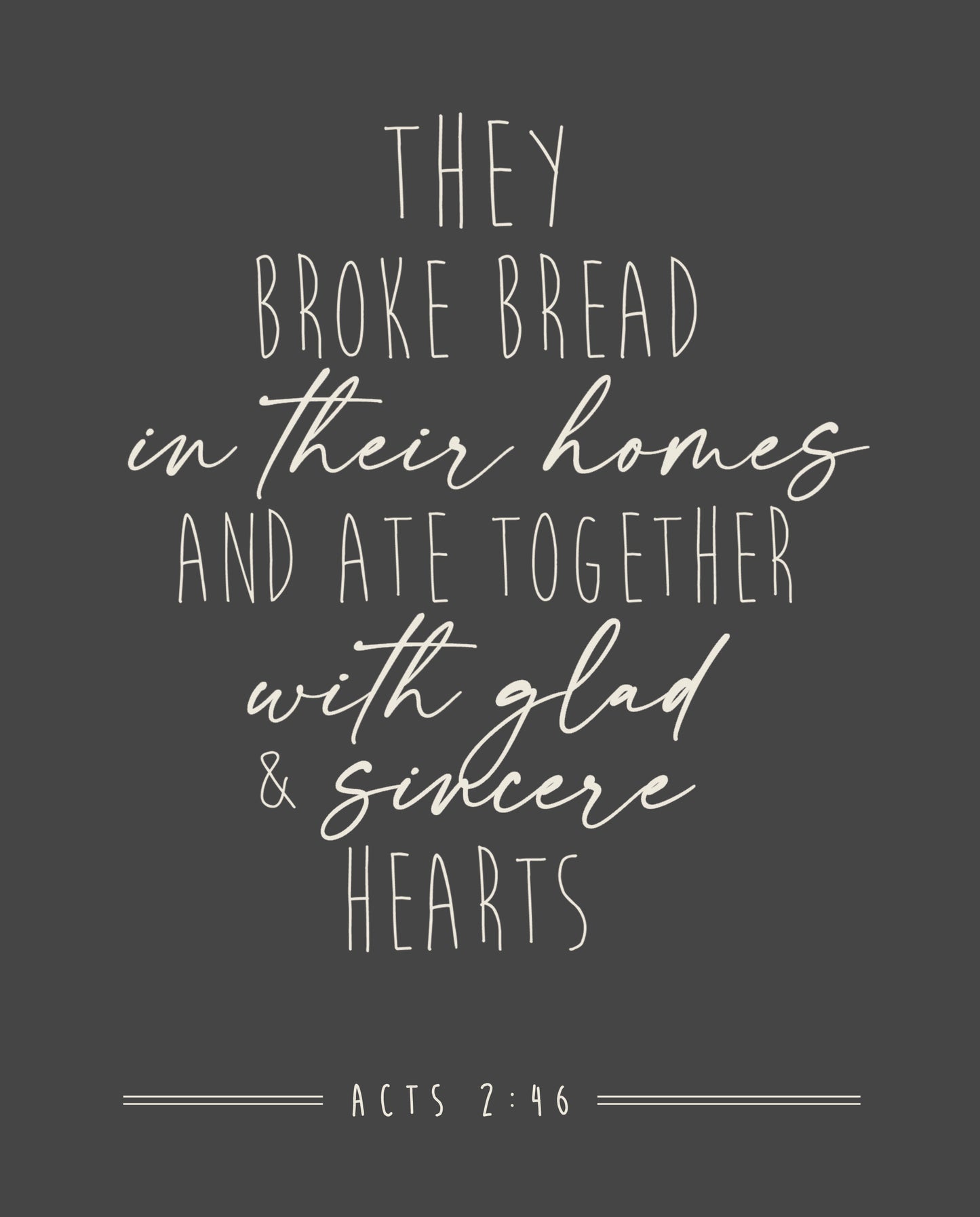 They Broke Bread in Their Homes, Acts 2